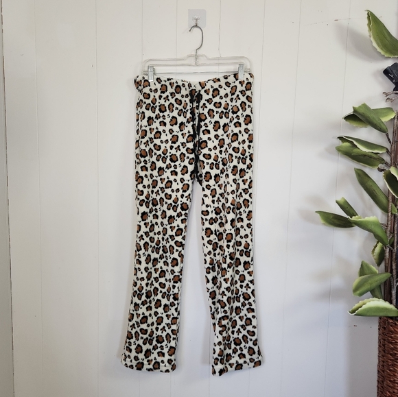 Bluenotes Leopard Print Plush PJ Pants PJs Loungewear Animal Pyjama Pant Medium - Picture 1 of 4